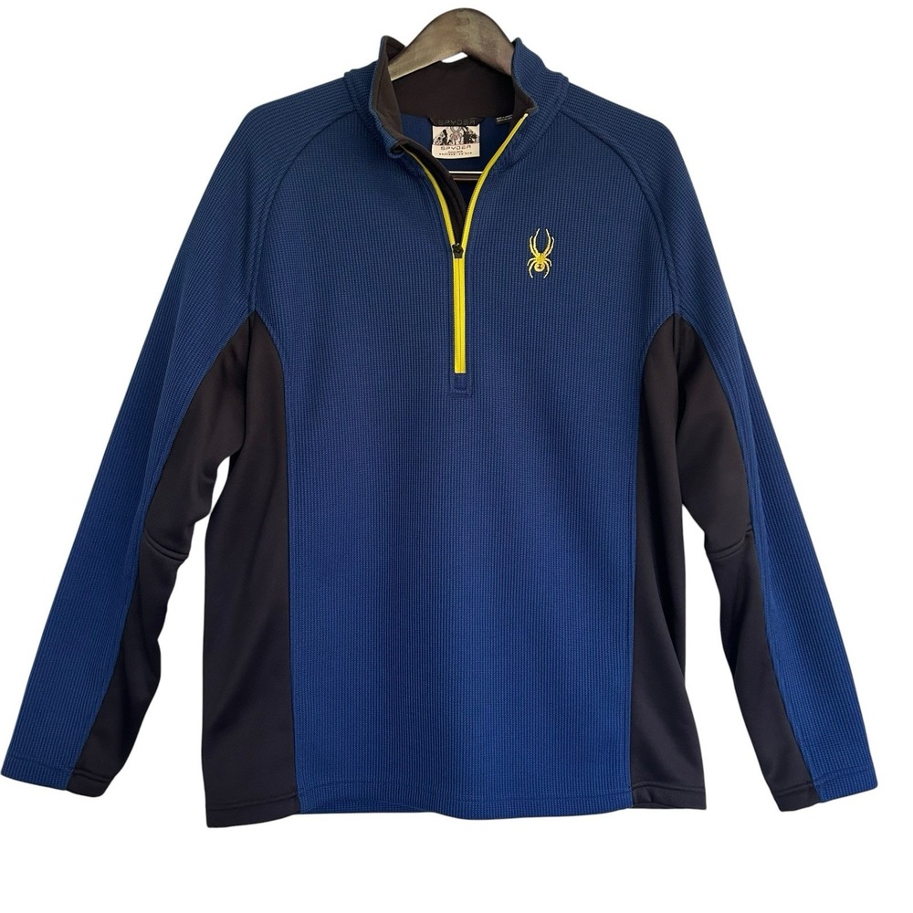 Spyder Core Mens XL Blue 1/4 Zip Pullover Jacket Thermal Knit Sweater 199306